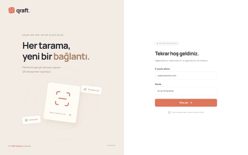 Qraft — QR Kod Yönetim Stüdyosu ekran görüntüsü